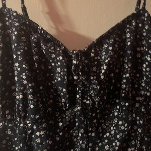 Blue floral dress with slit